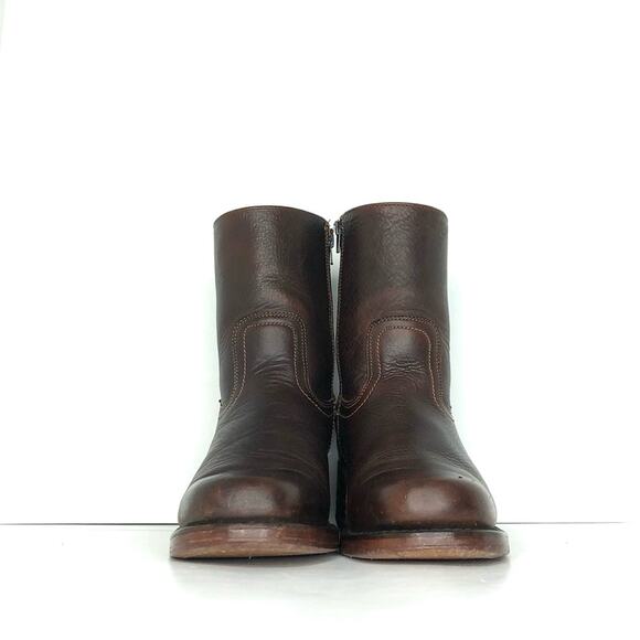 Frye Campus Short Brown Square Toe Zip Heeled Platform Ankle Boots Women’s 8.5 - Picture 5 of 8